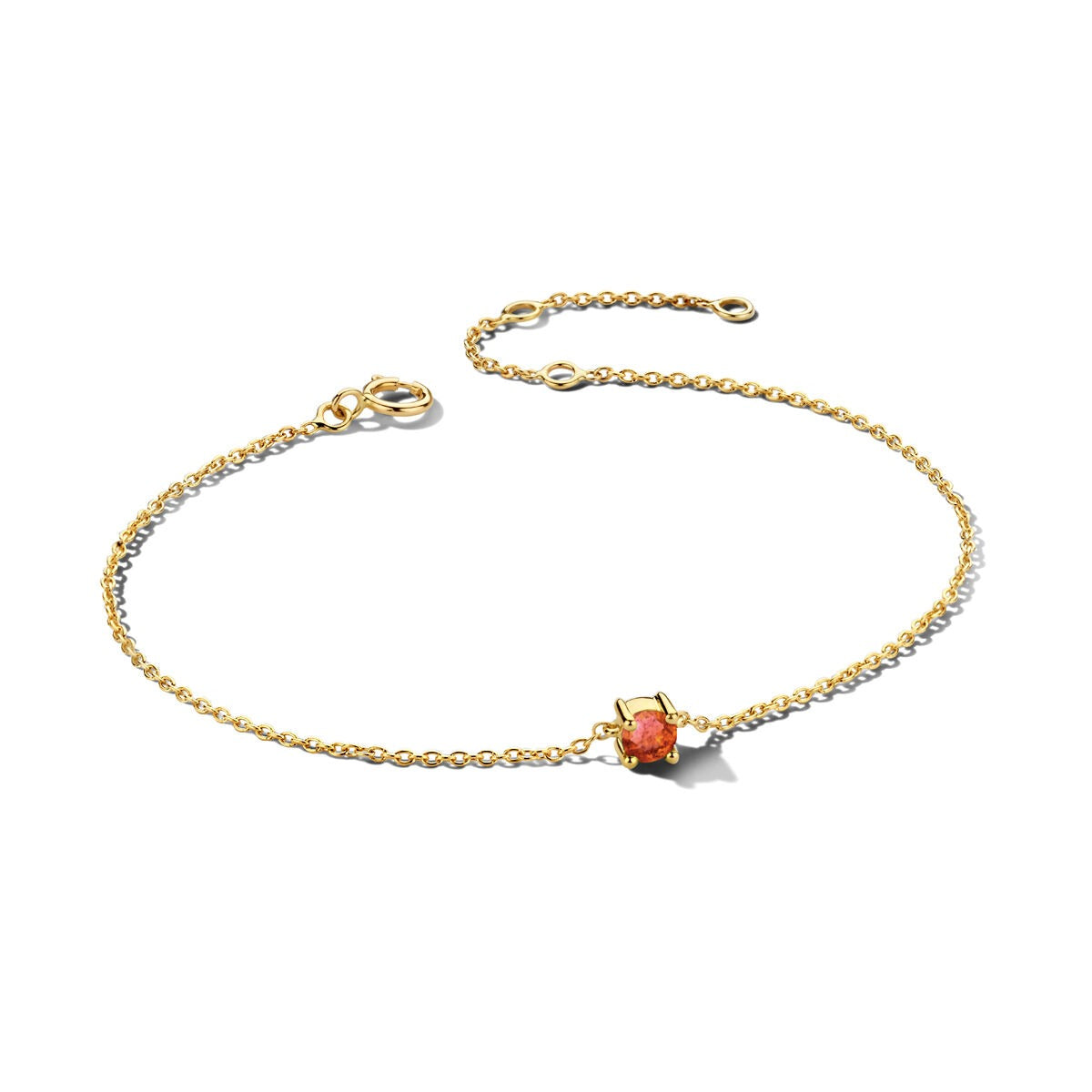 Bracelet en or jaune 14 carats avec une pierre de naissance en citrine.