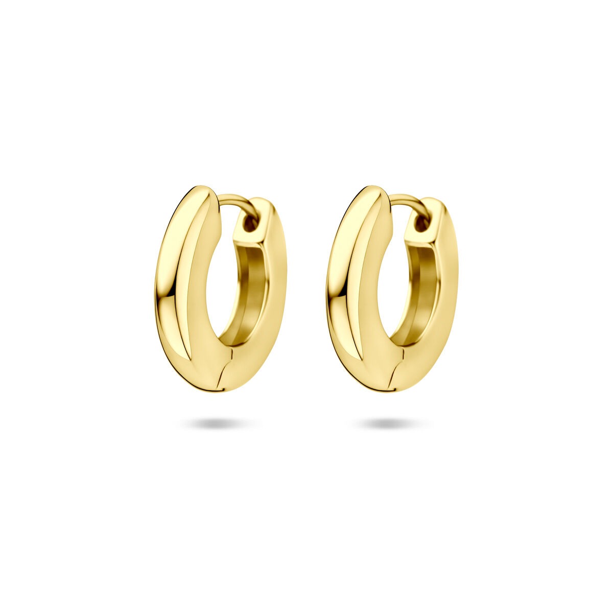 Boucles d'oreilles en argent 925 avec plaquage doré, de forme légèrement incurvée, mesurant 15,5 mm.