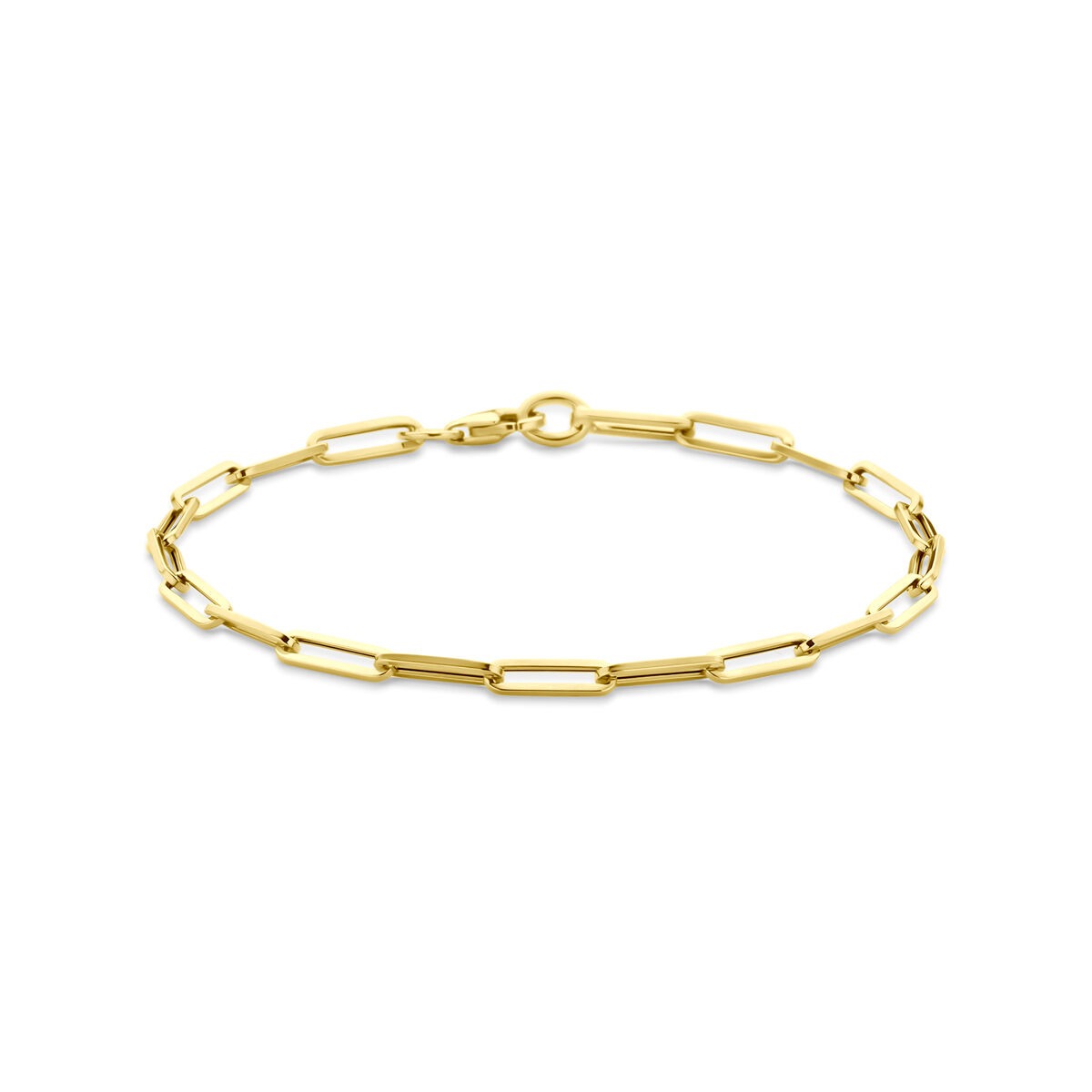 Bracelet en or 9 carats avec maillons en forme de clip, longueur 19 cm.