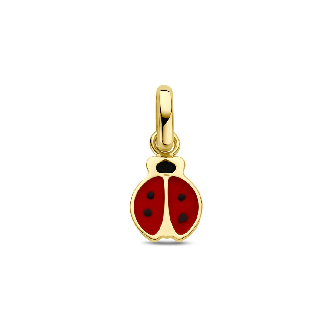 14k Geelgouden lieveheersbeestje hanger met emaille