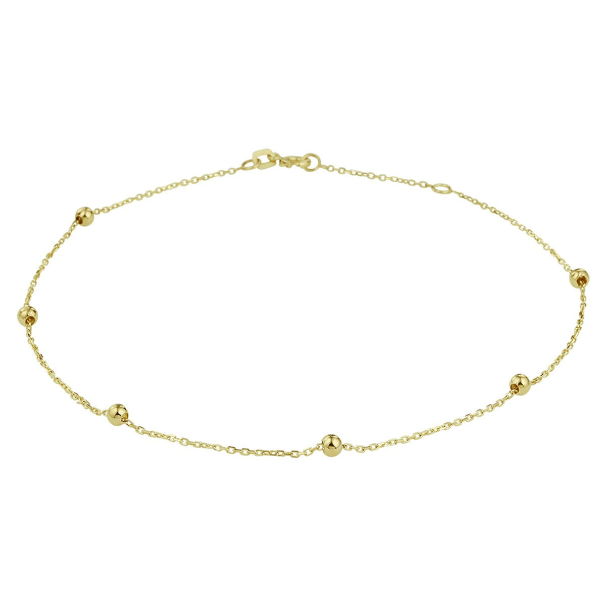 Bracelet de cheville en or jaune 9 carats avec des billes.