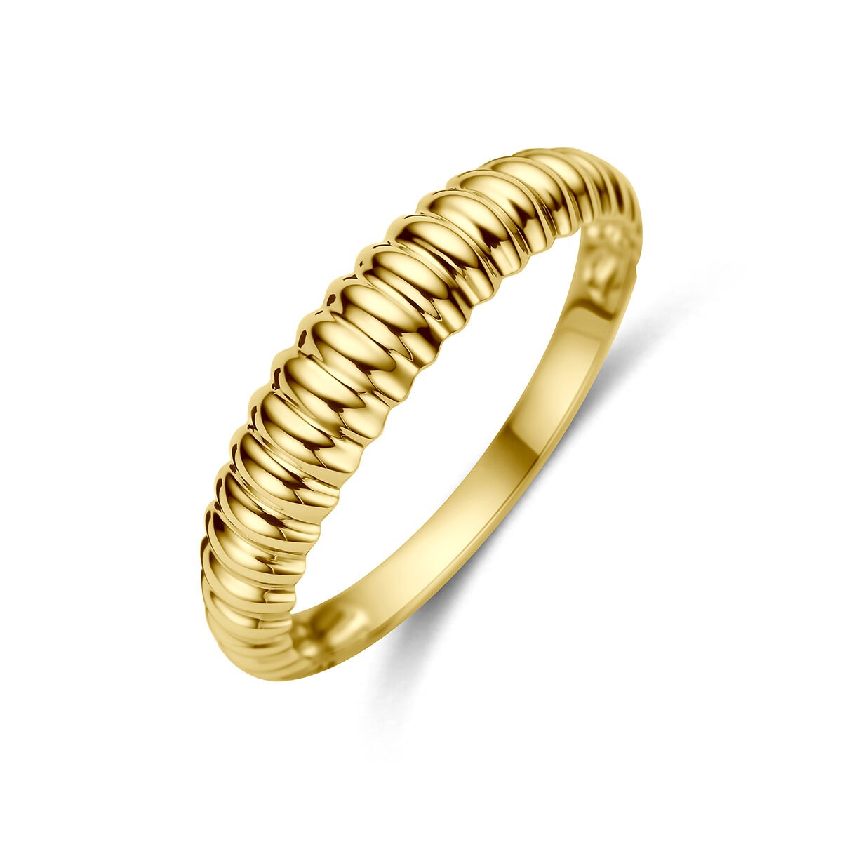 Bague en or jaune de 4,5 mm avec un design ondulé.