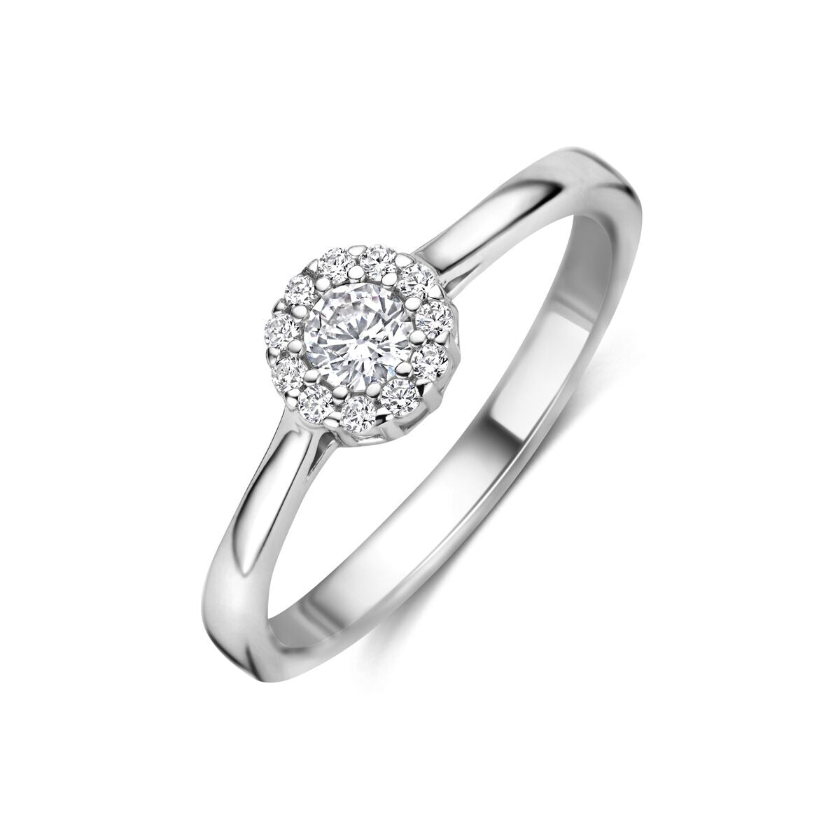 Bague en argent pour femme avec zircone taillée en brillant en sertissage entourage