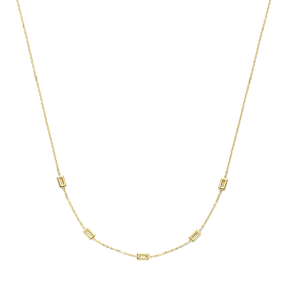 Collier en or jaune 14 carats avec maillons fins, longueur de 43 cm.