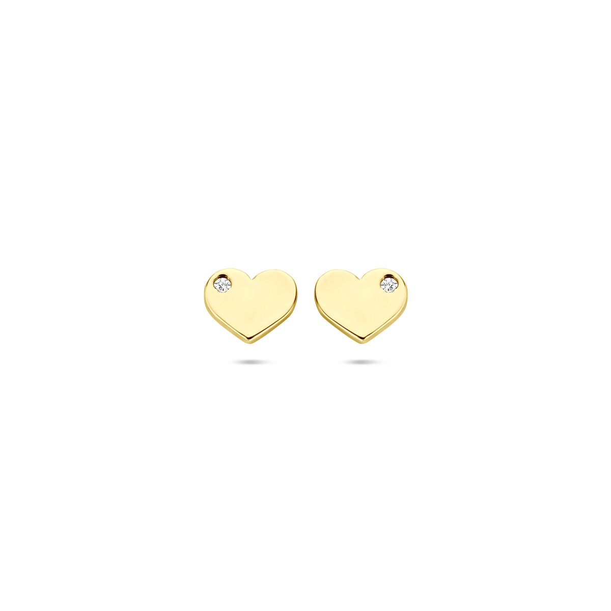Puces d'oreilles en or jaune 14k avec cœur et zircone – 5 x 6 mm
