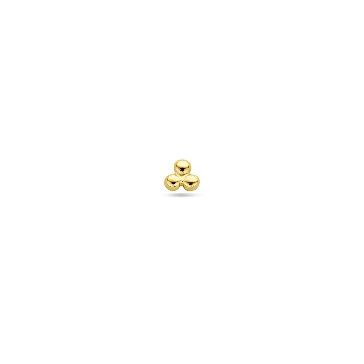 Piercing en or jaune de 9 carats avec un design plat et trois billes de 3 mm.
