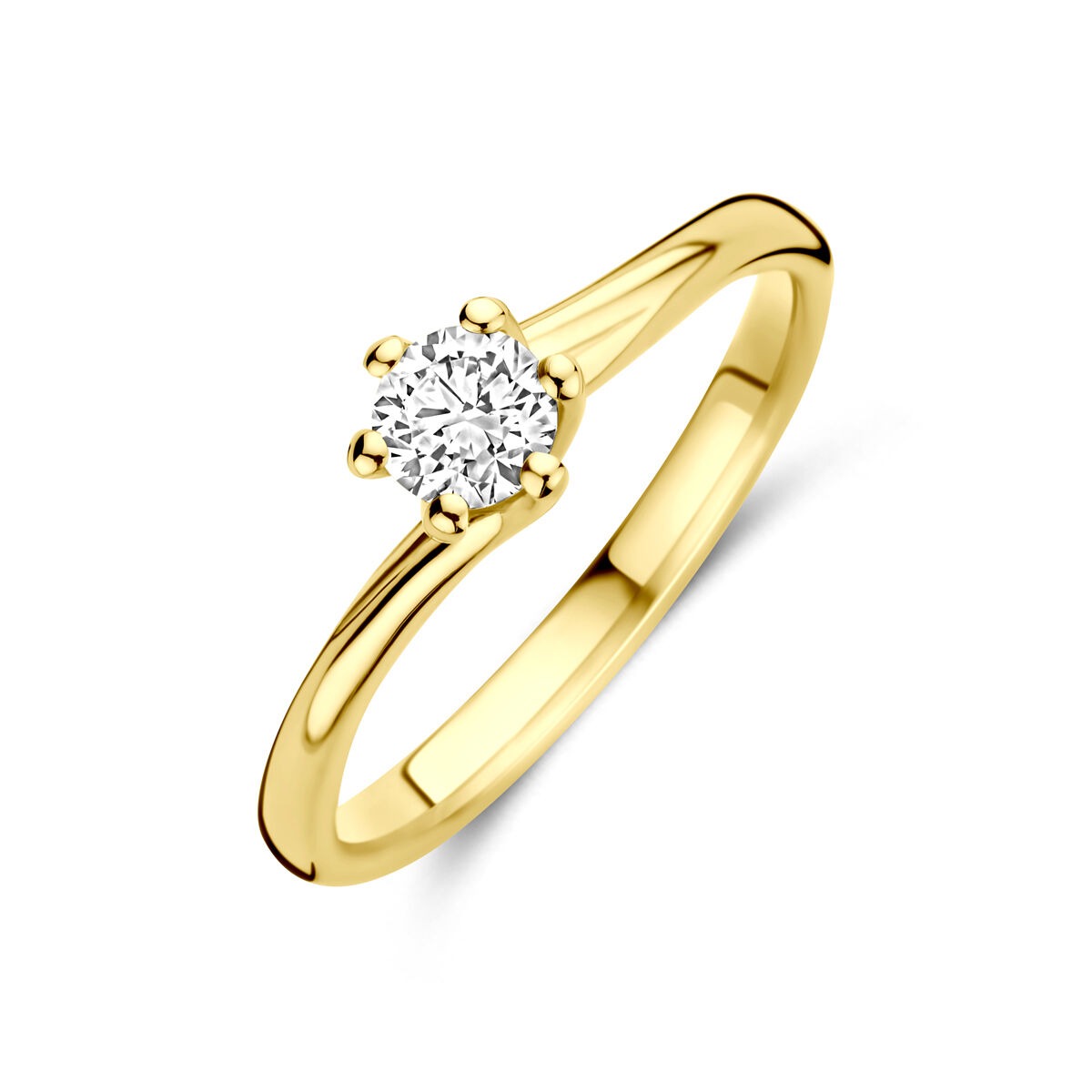 Bague en or jaune 14 carats avec diamant lab grown de 0,30 ct, serti de manière classique.