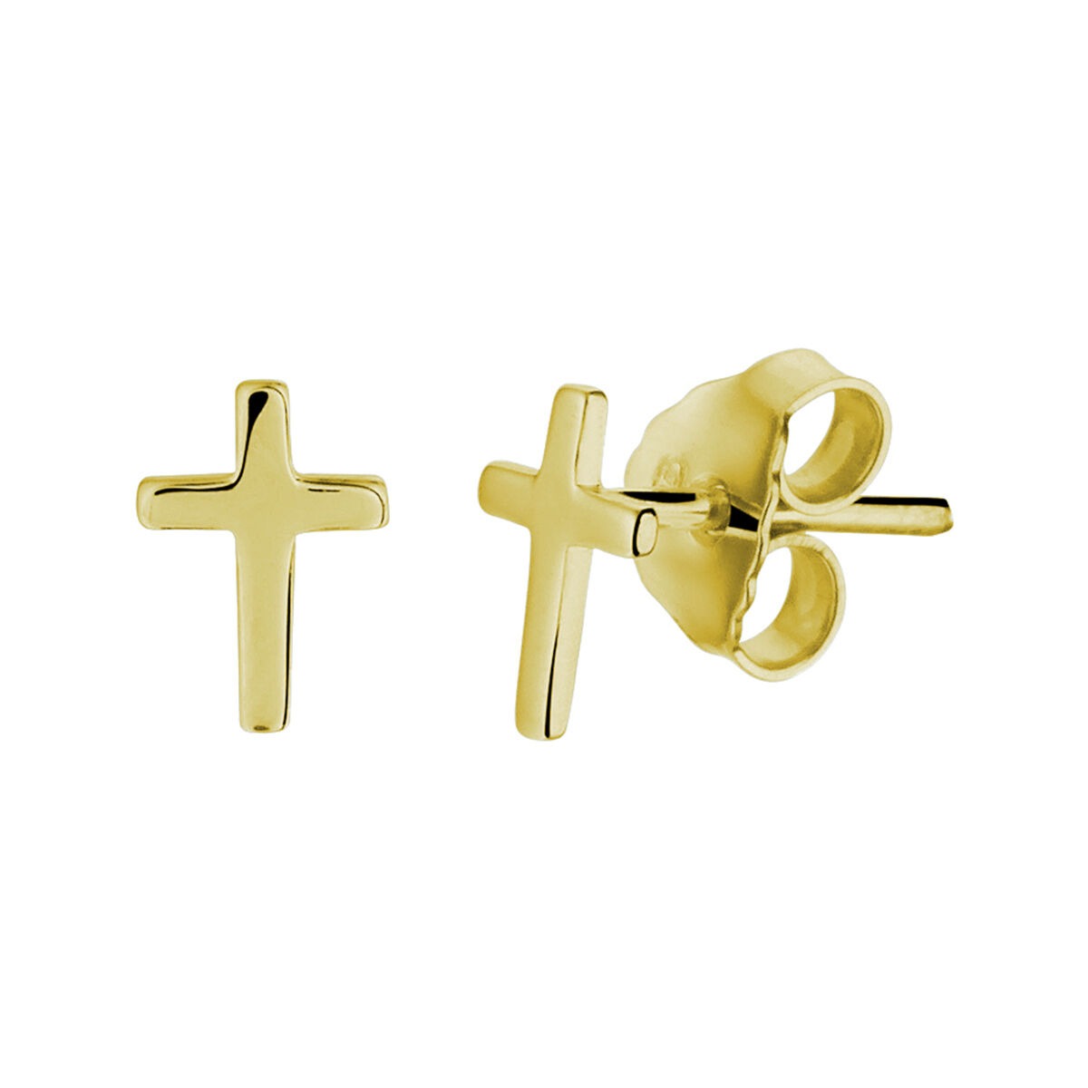 Boucles d'oreilles en croix dorées, finition lisse et subtile.