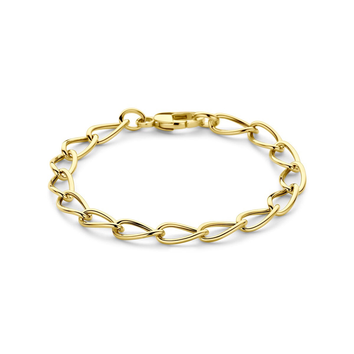 Bracelet en or jaune 14 carats avec maillons en forme d'ancre, longueur 19 cm.