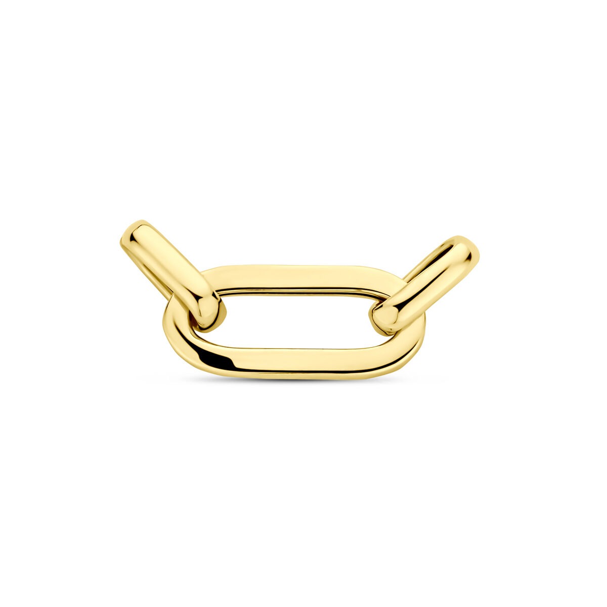 Élément en or jaune 14 carats, de forme ovale avec des maillons allongés.