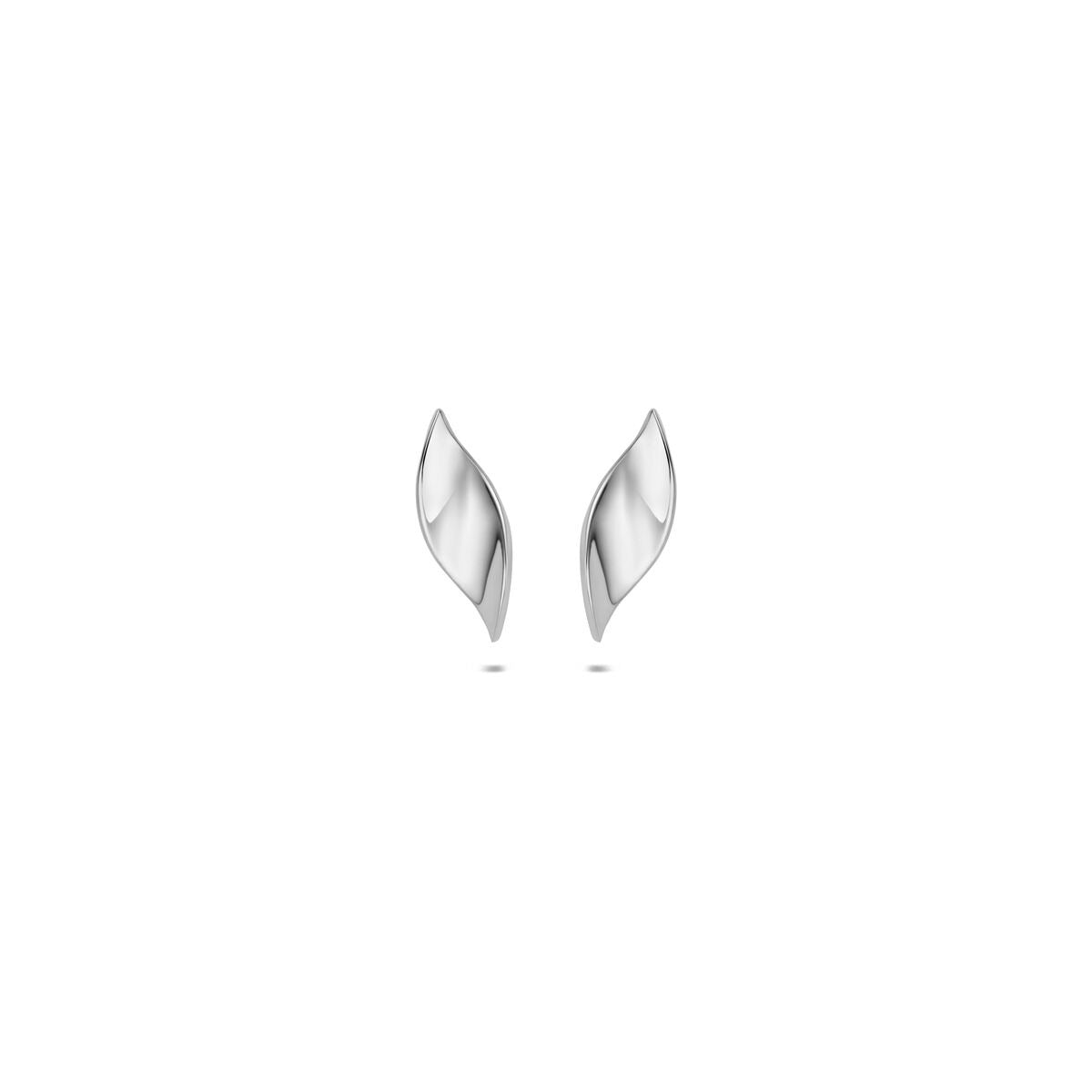 Boucles d'oreilles en argent 925 rhodié, de forme ondulée et brillante.