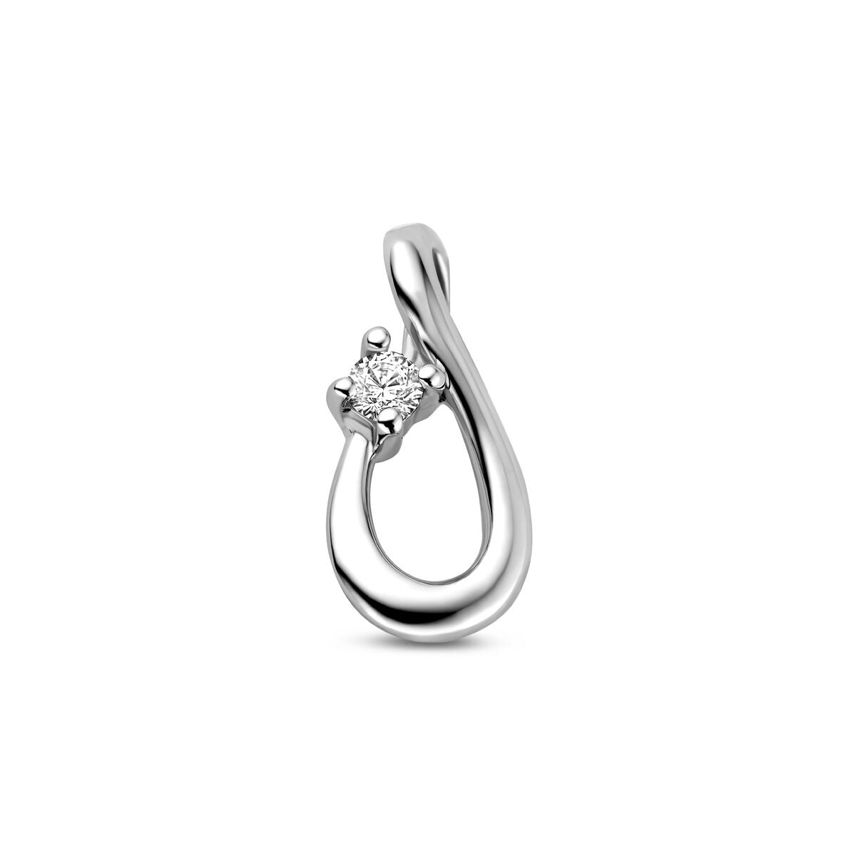 Pendentif en argent en forme d'infini avec zirconium, symbolisant la connexion éternelle.