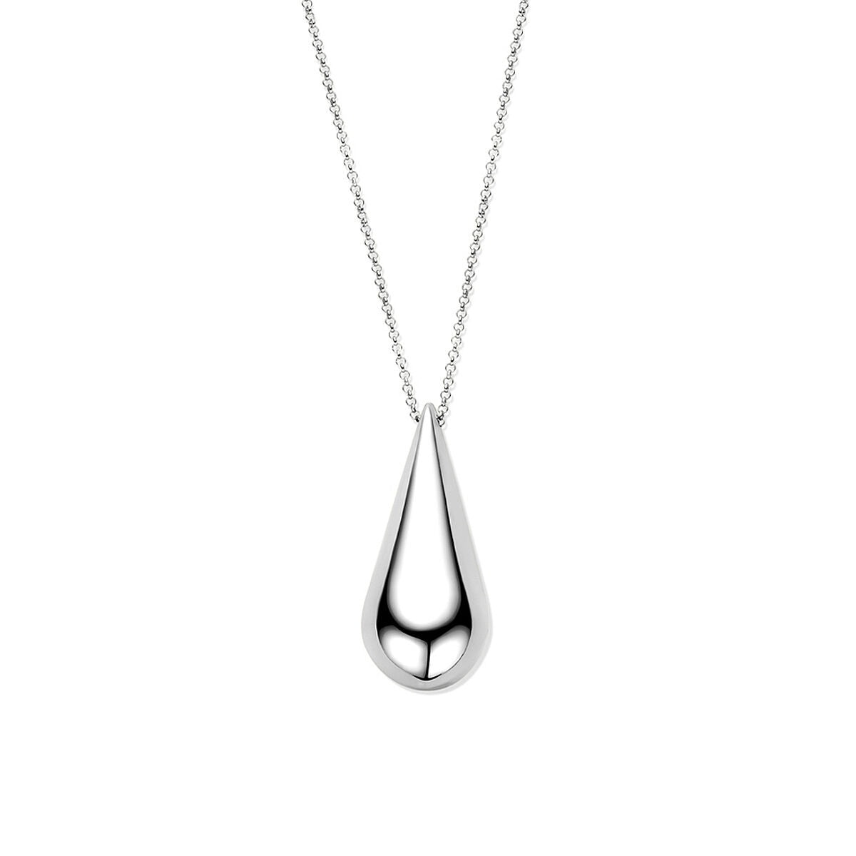 Collier en argent rhodié 925 avec pendentif en forme de goutte, longueur 42 + 5 cm.