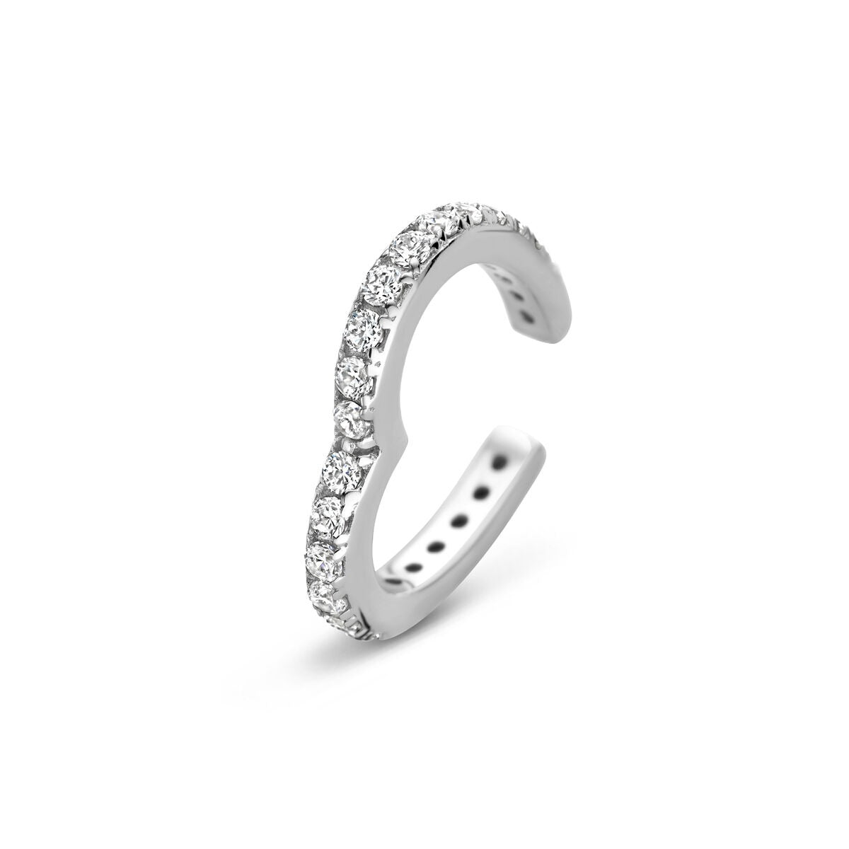 Ear cuff en argent rhodié avec cœur et zircone