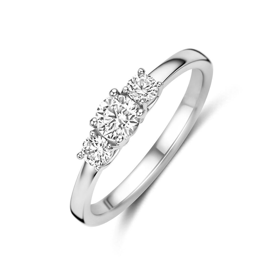 Gerhodineerde 925 zilveren ring met zirkonia