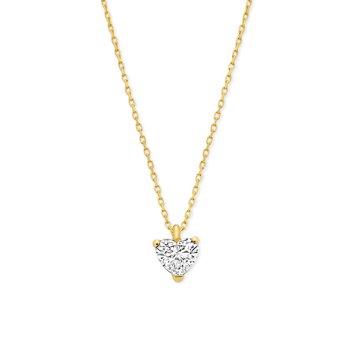 Collier en or jaune 14k avec diamant lab grown en forme de cœur de 1,00 ct.