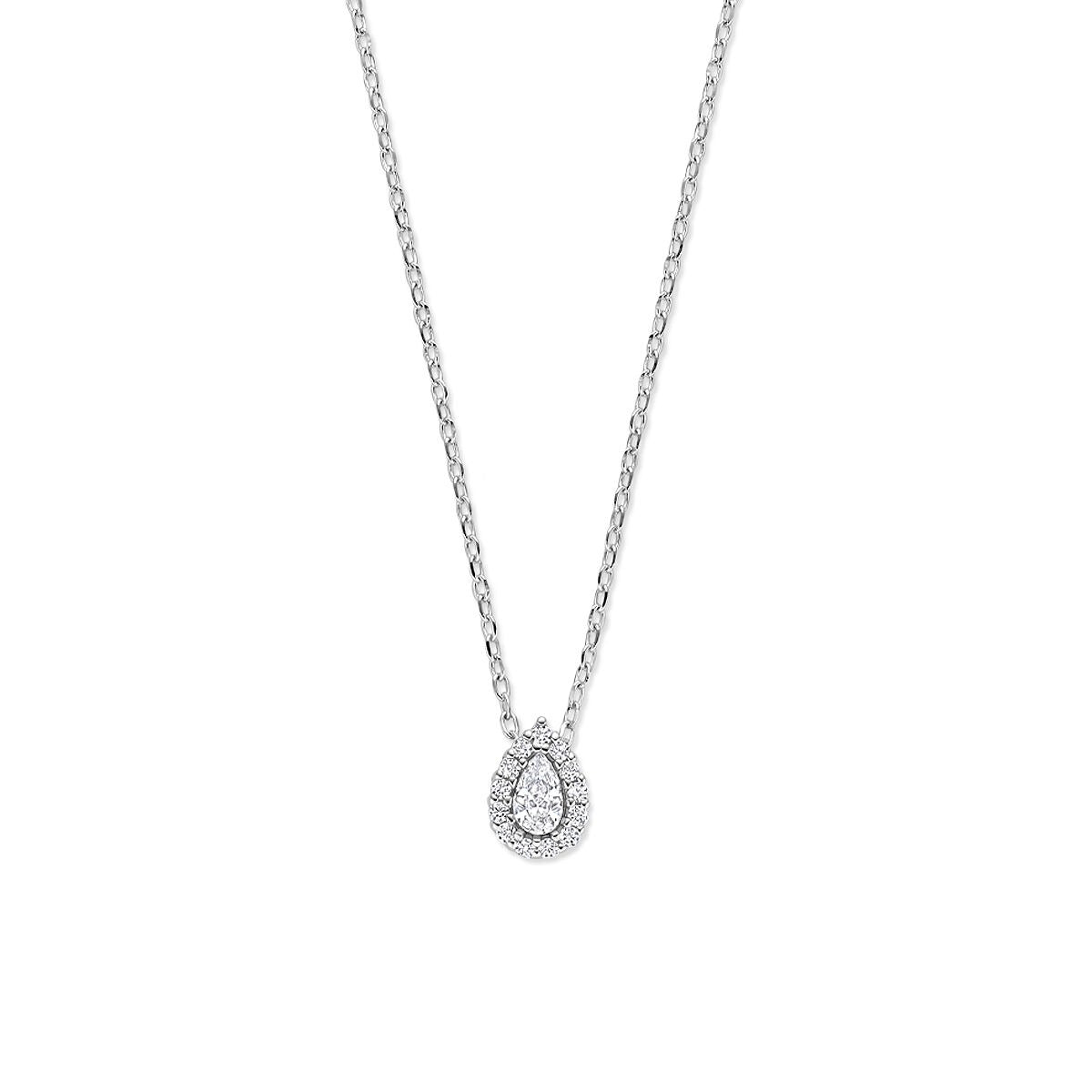 Collier en argent rhodié en argent 925 avec pendentif en forme de goutte ornée de zirconia.
