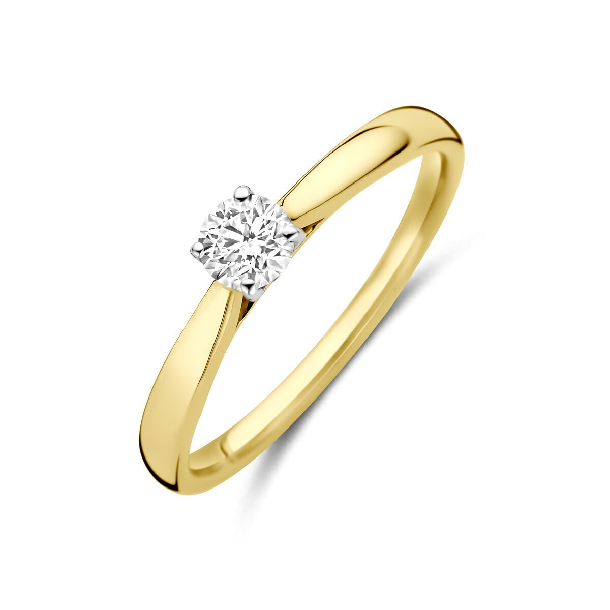 Bague en or jaune et blanc 14k avec un diamant lab grown de 0,25 ct.