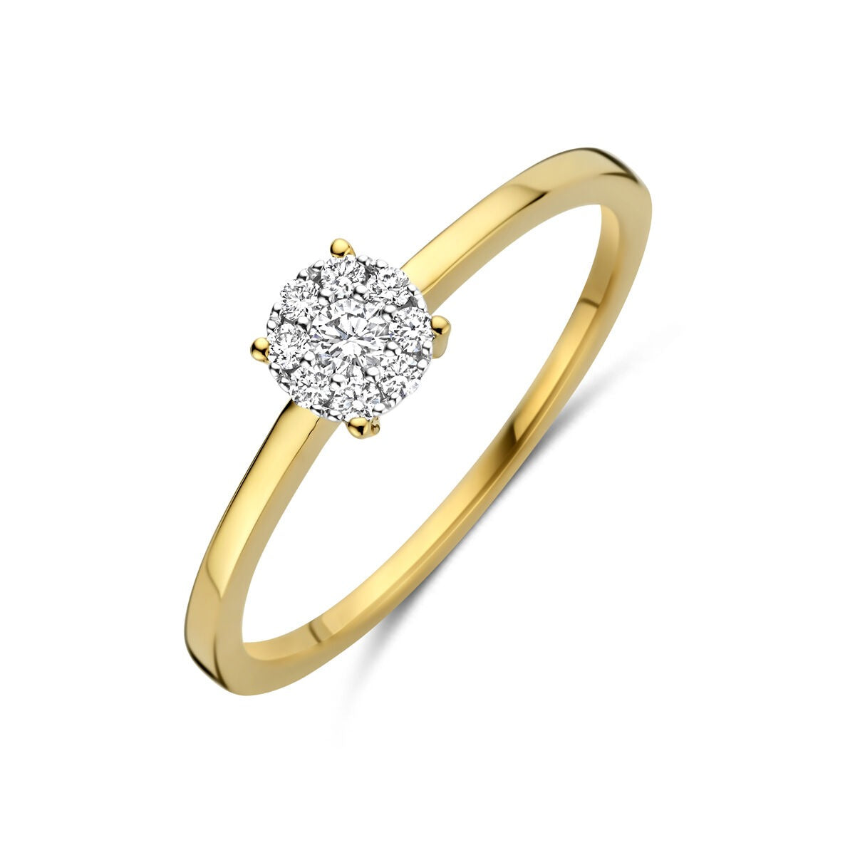 Bague bicolore en or 14 carats avec un diamant de 0,13 ct.