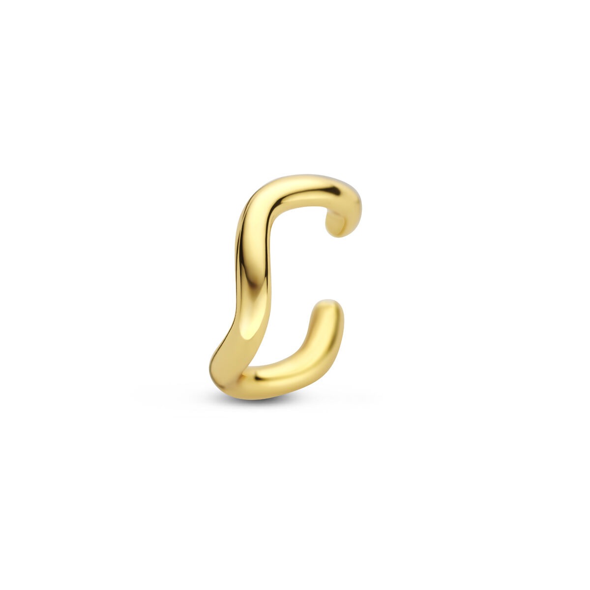 Ear cuff en argent doré avec un accent minimaliste en or, sans piercing.