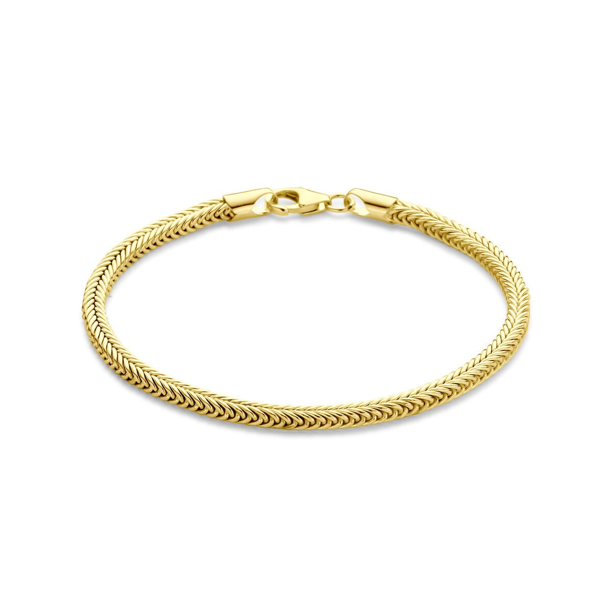 Bracelet en or jaune 14 carats avec un cœur en argent, design tressé.