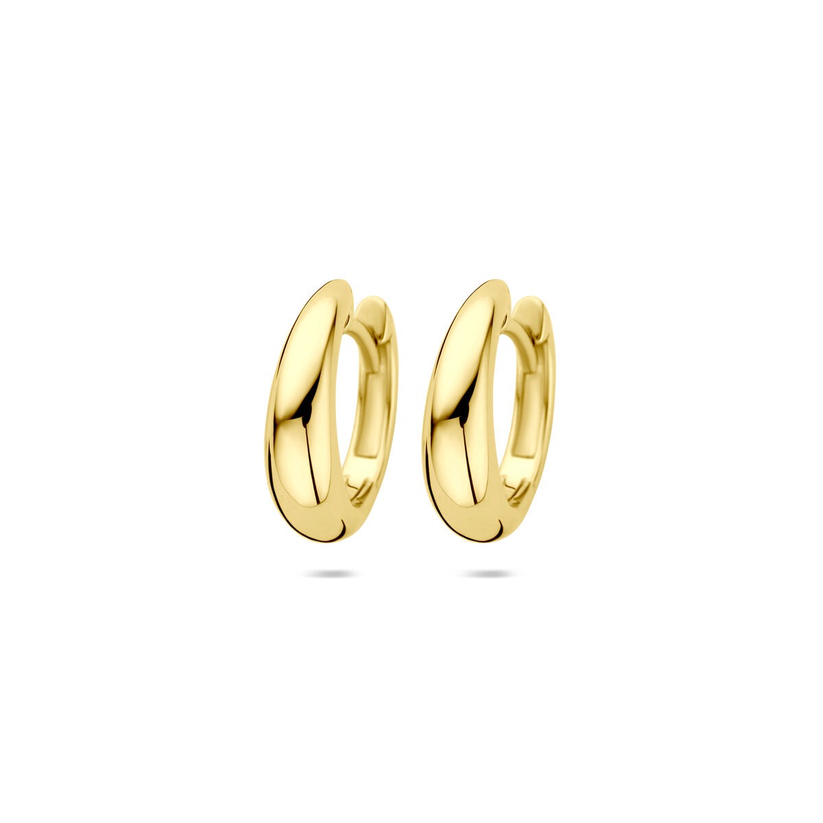 Boucles d'oreilles en or jaune 14 carats, de forme ronde et lisse, mesurant 14 x 4,5 mm.