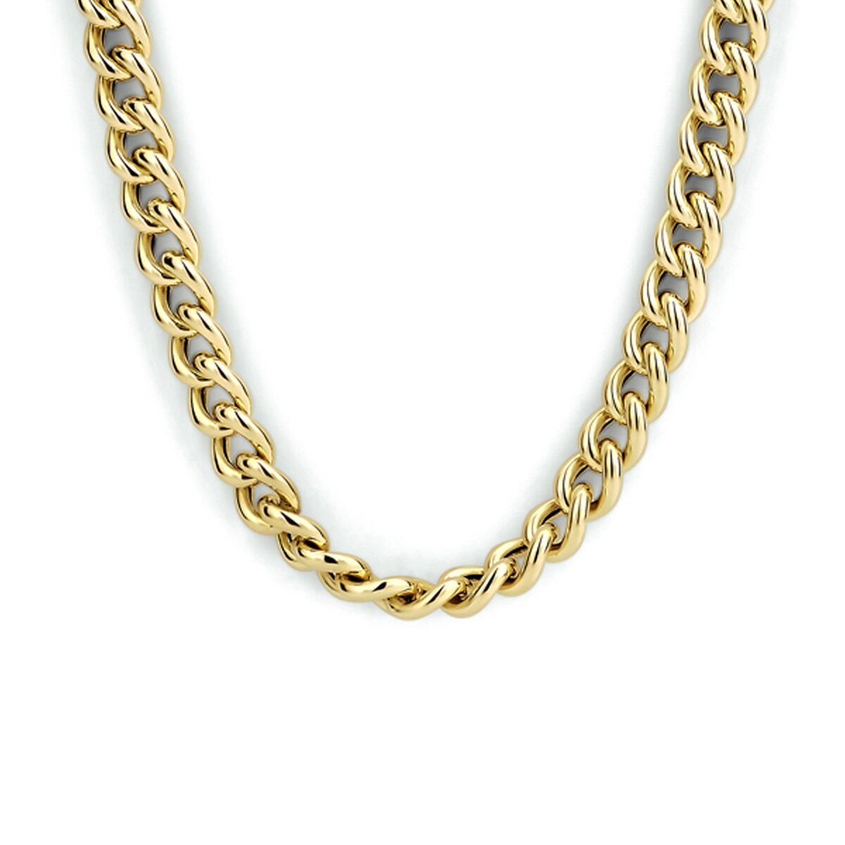 Collier en or jaune 14 carats, maillon gourmette de 5,2 mm.