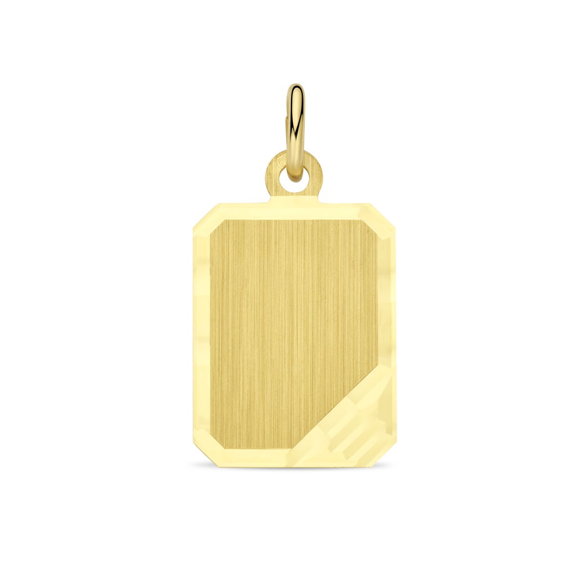 Pendentif rectangulaire en or jaune 9 carats avec finition brossée.