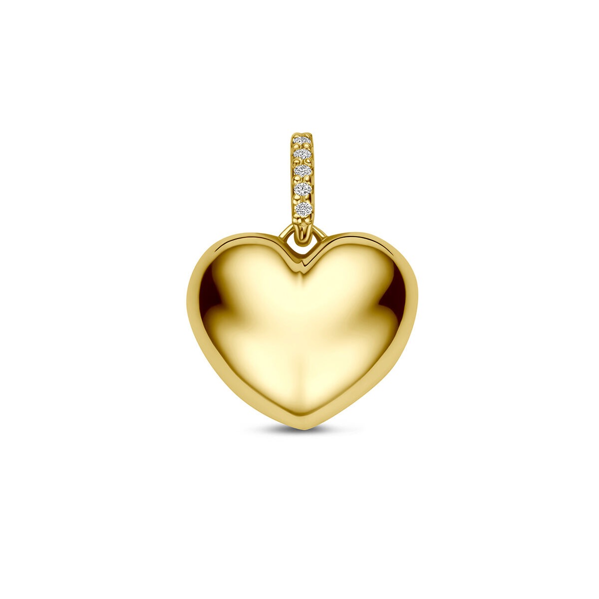 Pendentif en cœur en or jaune 14 carats avec diamants.