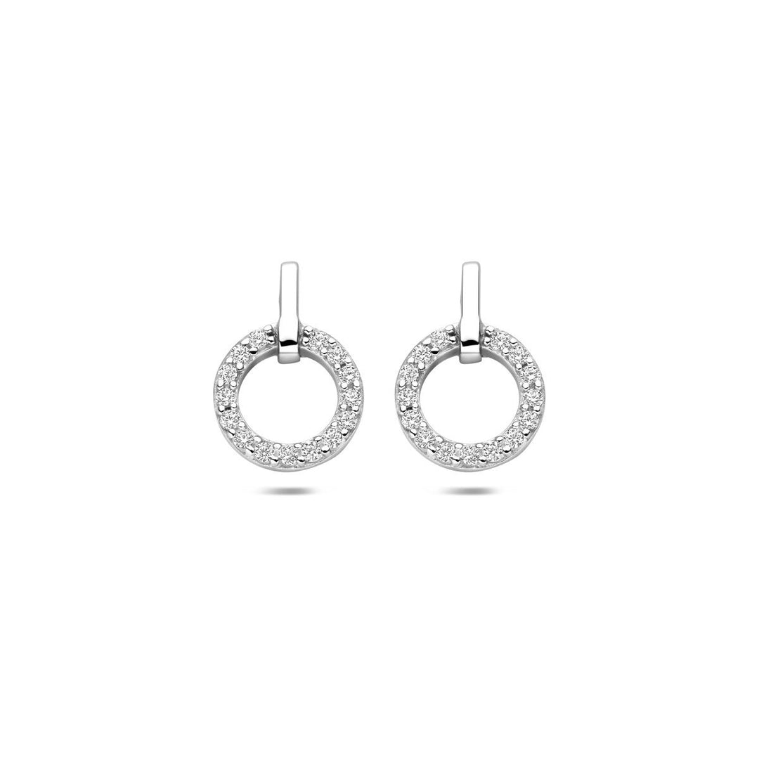 Zilveren oorknopjes met zirkonia entourage 13 mm