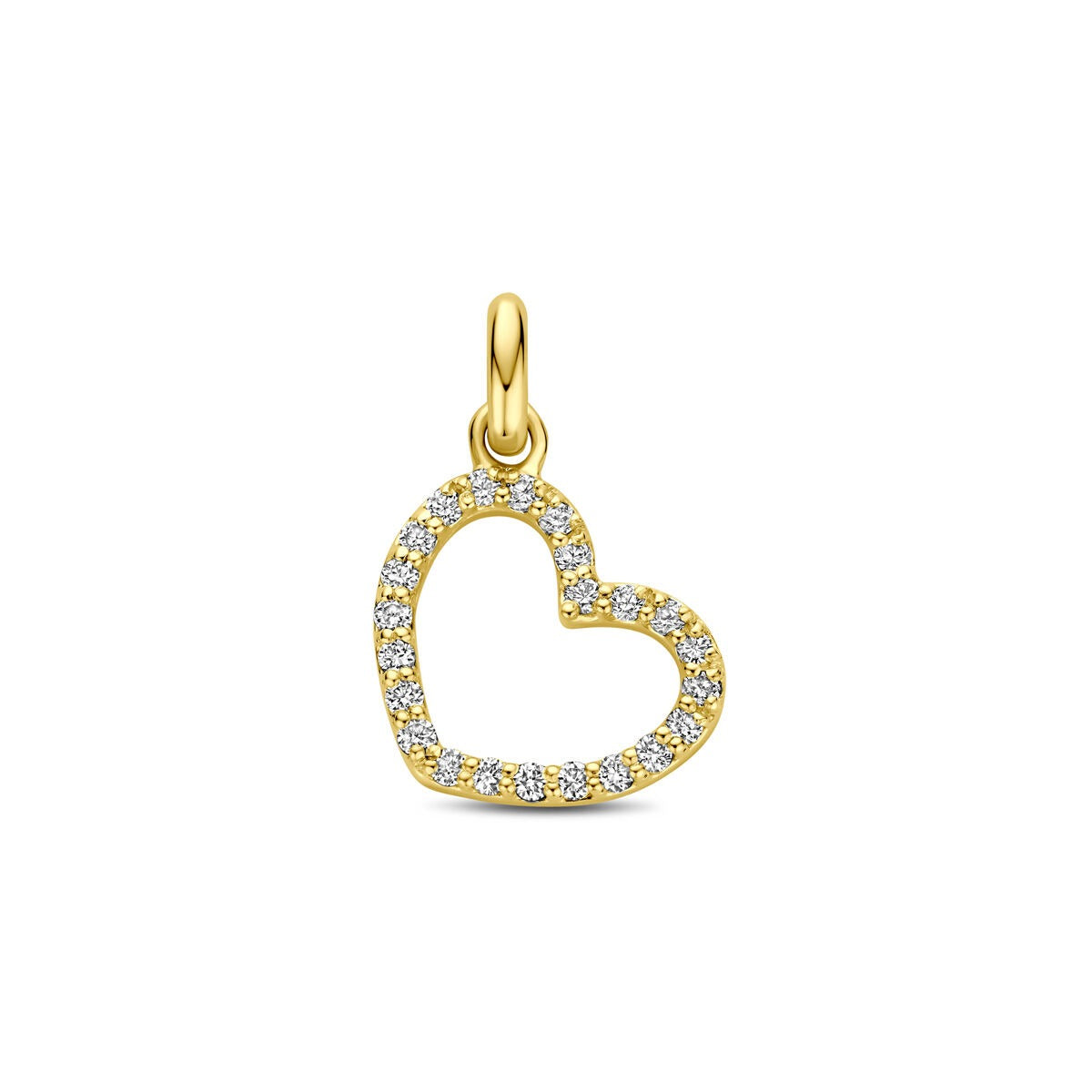 pendentif en cœur en or jaune 14k avec diamant cultivé en laboratoire.