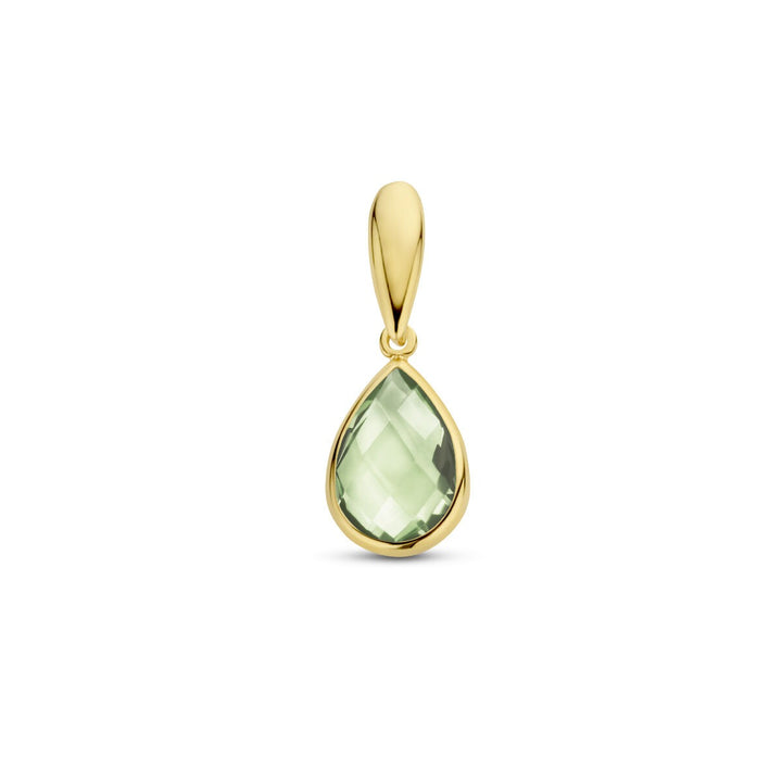 14k geelgouden hanger met groene amethist