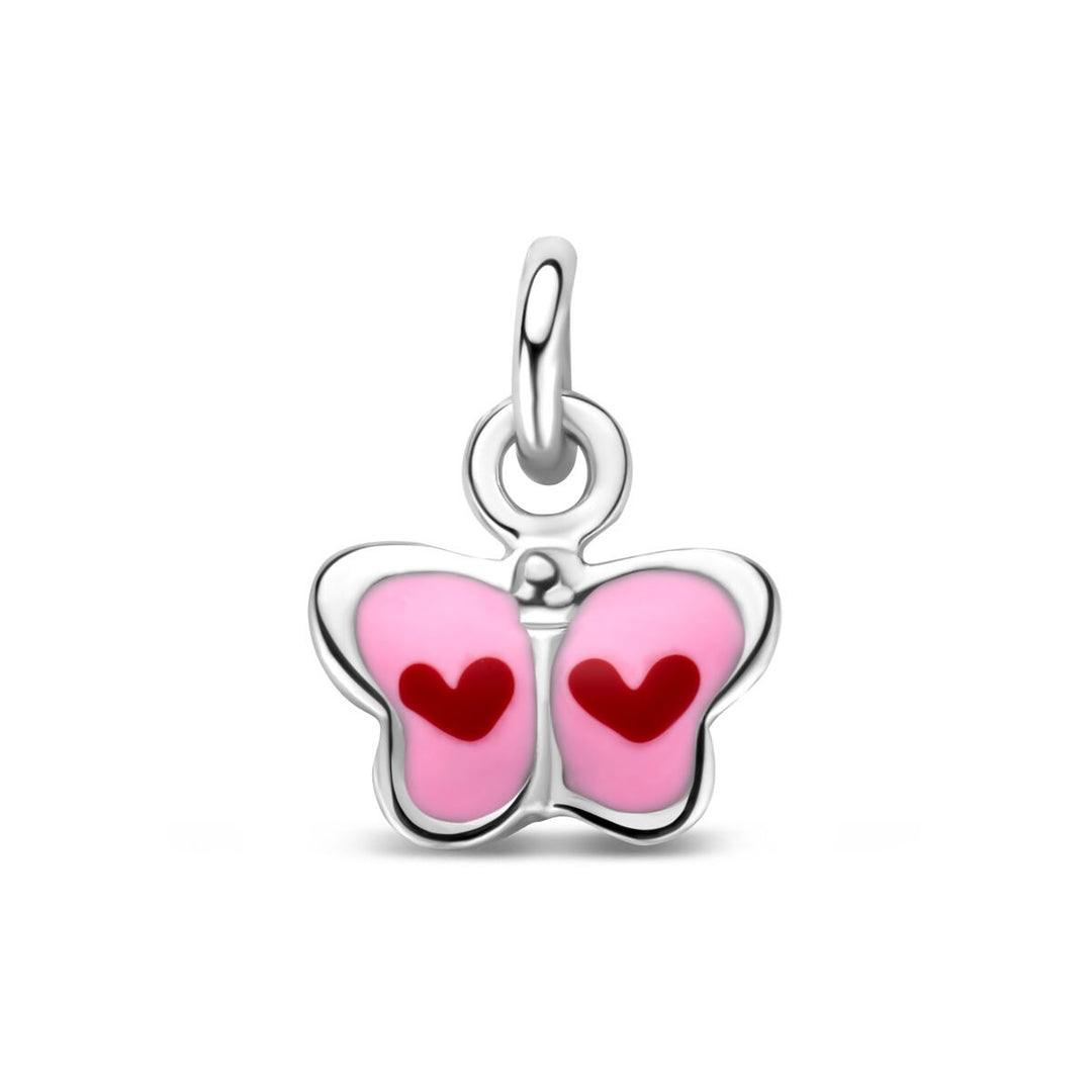 Gerhodineerd zilveren vlinder hanger met emaille