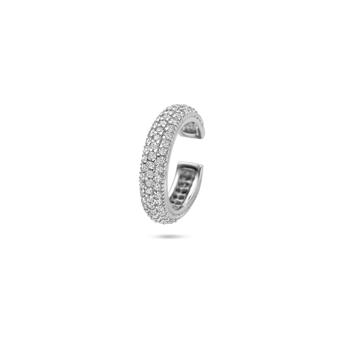 Ear cuff en argent rhodié en argent 925, orné de zirconiums en sertissage pavé.