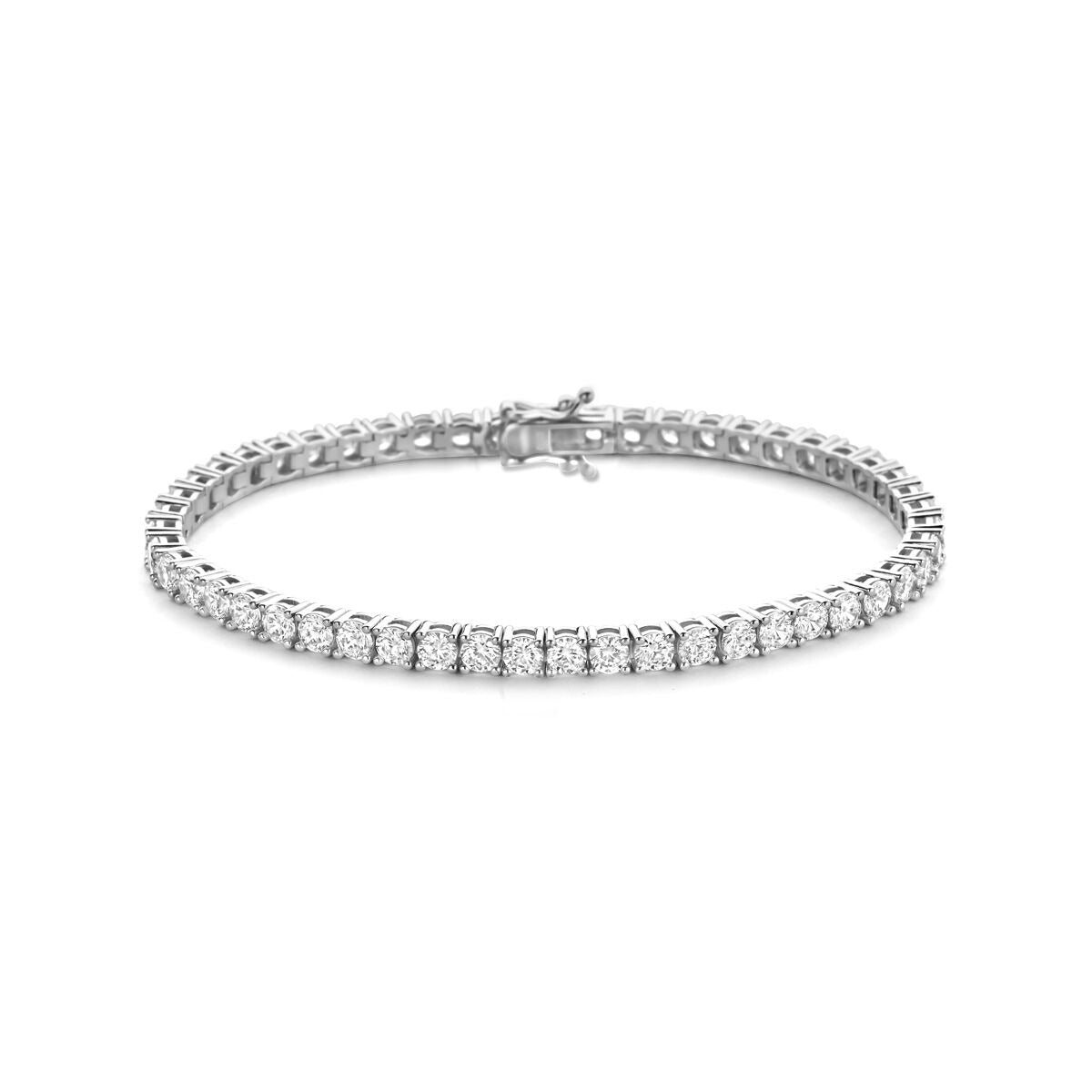 Zilveren tennisarmband van gerhodineerd 925 zilver met zirkonia, 3,8 mm breed.