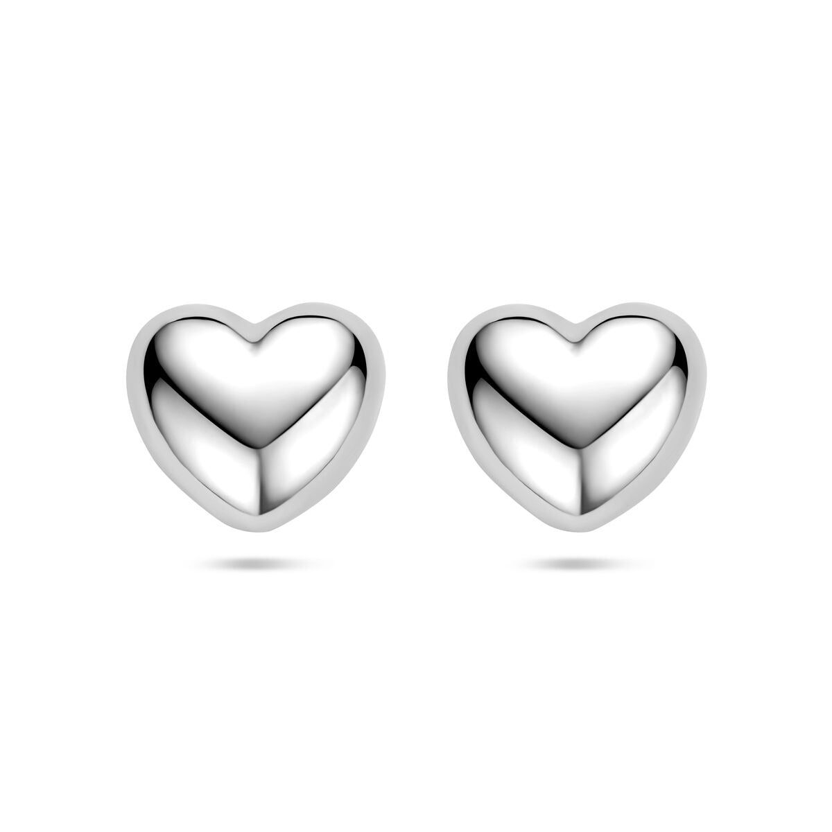 Puces d'oreilles en argent en forme de cœur rhodiées 13 mm