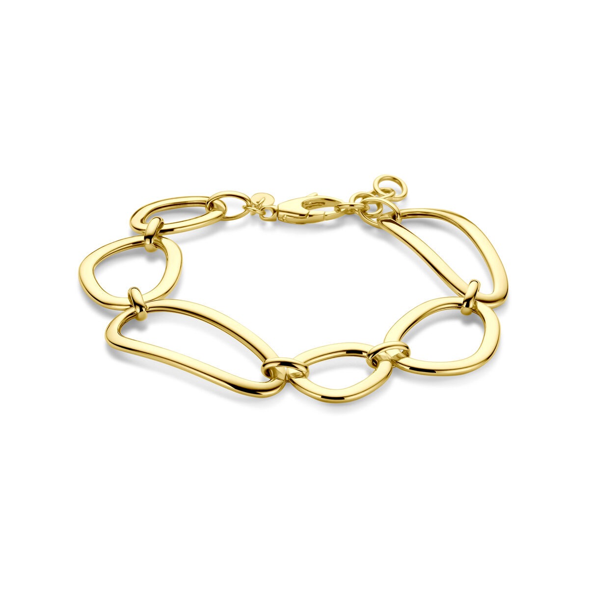 Bracelet en or 14 carats avec maillons larges et ovales.