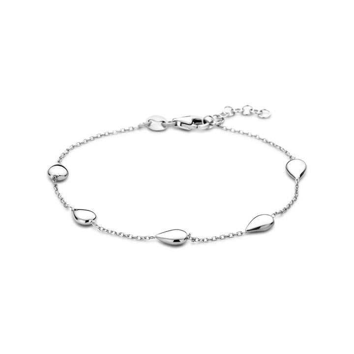 Zilveren dames armband – gerhodineerd met druppelaccenten 17 + 2 cm