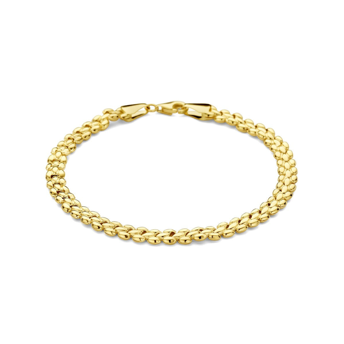 Bracelet en or 14 carats avec maillons en ancre, finition brillante.