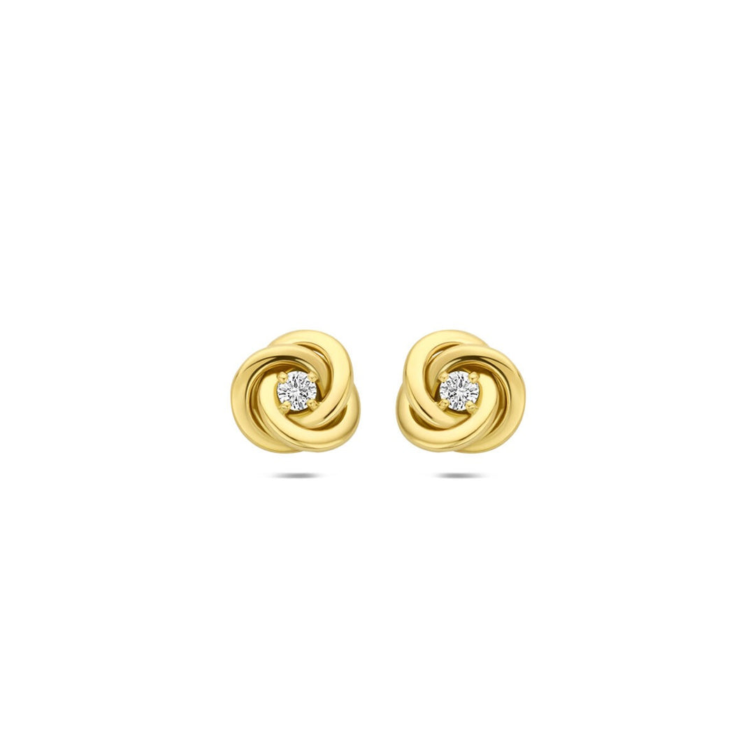 14k geelgouden oorknoppen met lab grown diamant 0,07 ct