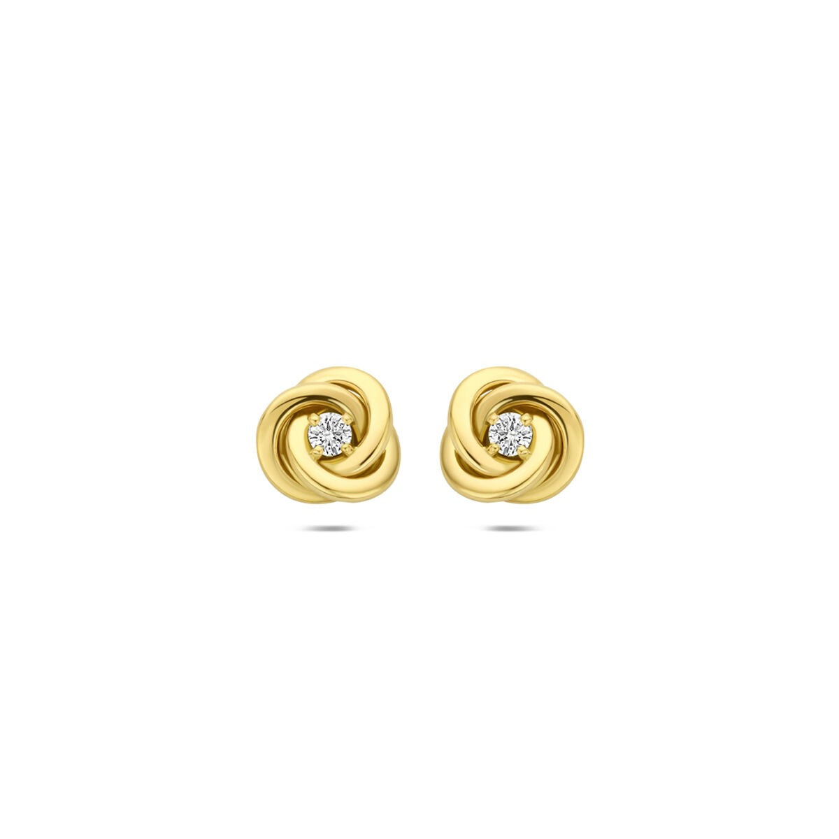 Boucles d'oreilles en or jaune 14 carats avec un diamant cultivé en laboratoire de 0,07 ct.