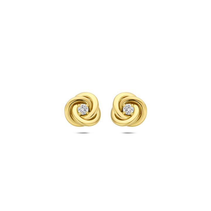 14k geelgouden oorknoppen met lab grown diamant 0,07 ct