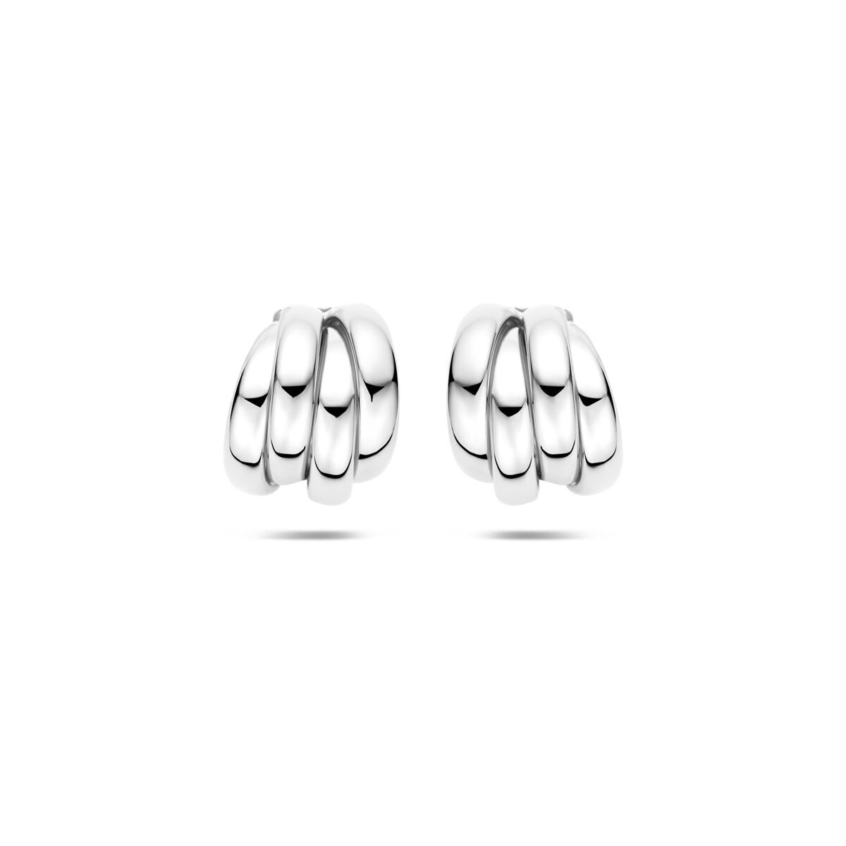Boucles d'oreilles en argent 925 rhodié, de forme ondulée, mesurant 15 x 12,5 mm.