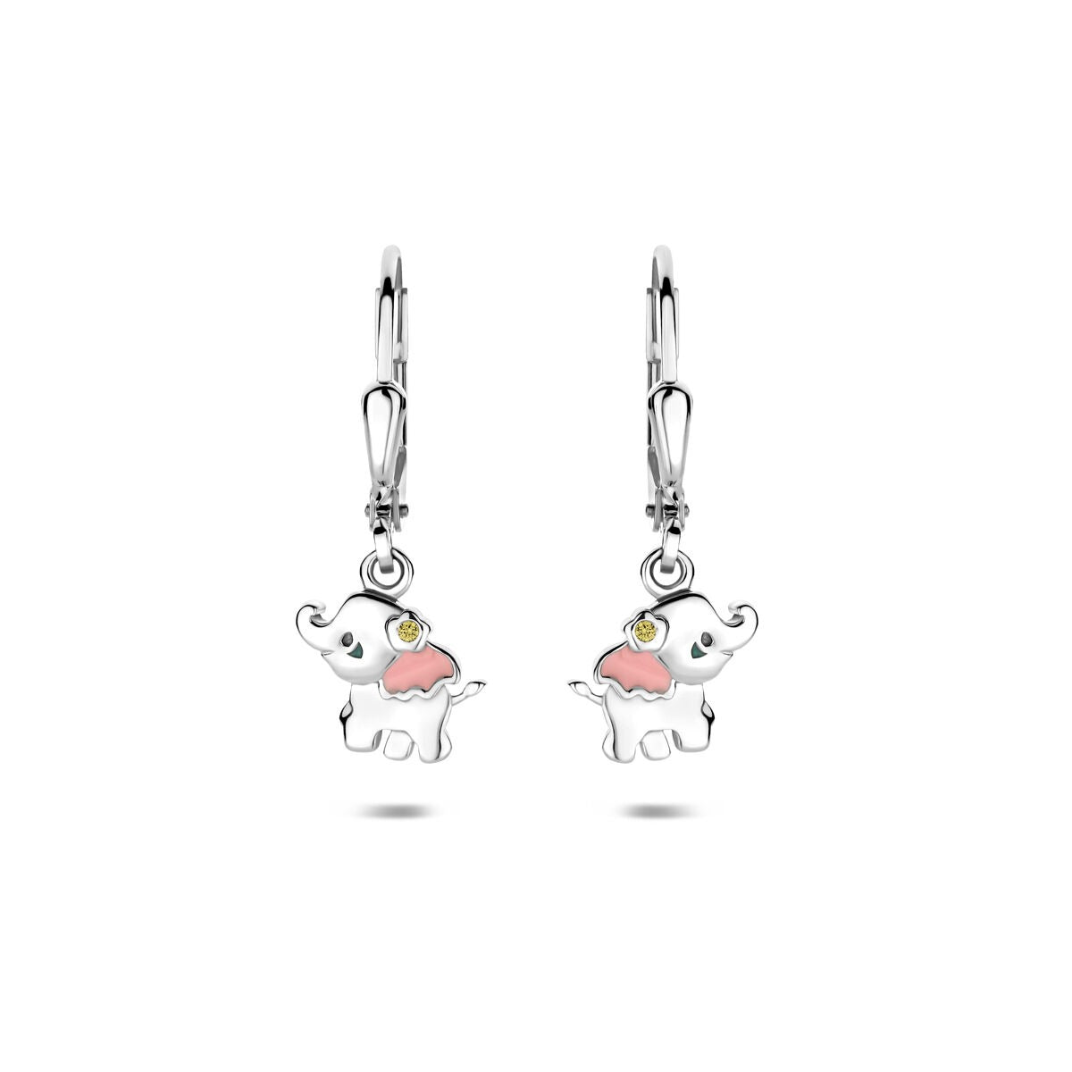 Boucles d'oreilles pour enfant en argent – rhodié 925 argent avec émail et zircone 23 mm