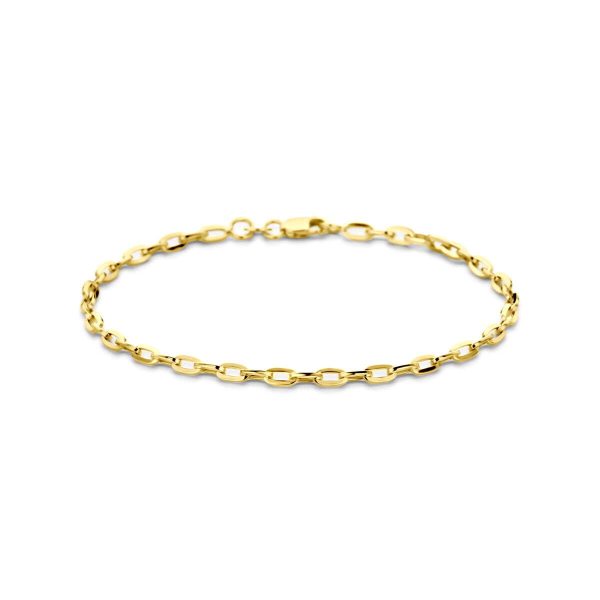 Bracelet en or jaune 14 carats avec maillons en forme d'ancre.