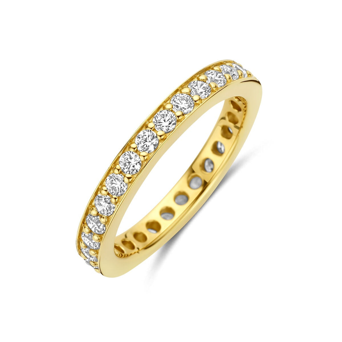 Bague en argent 925 doré avec zircons de 2,9 mm.