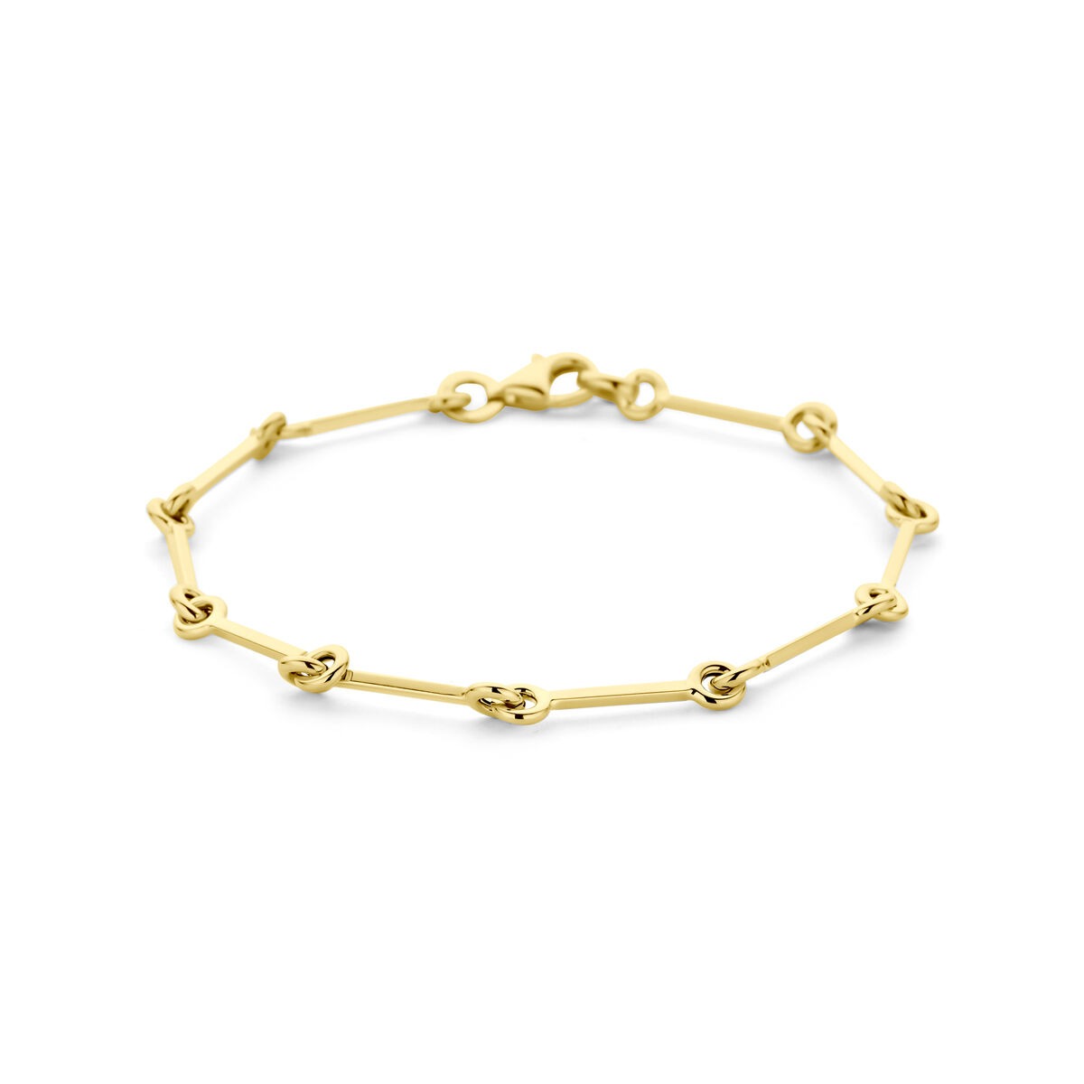 Bracelet en or 14 carats avec maillons entrelacés.