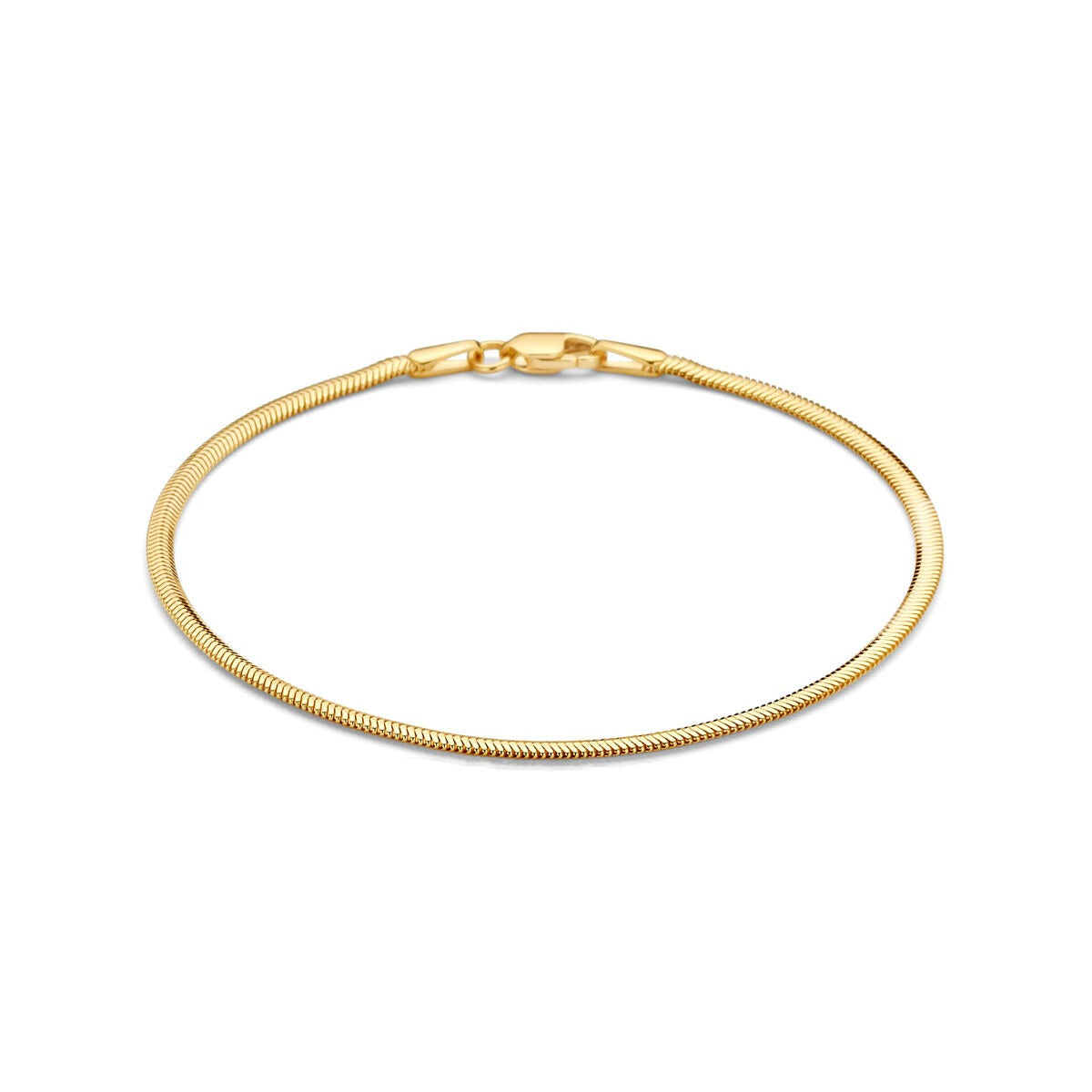 Bracelet en or jaune 14 carats avec un design serpent, finition lisse et brillante.
