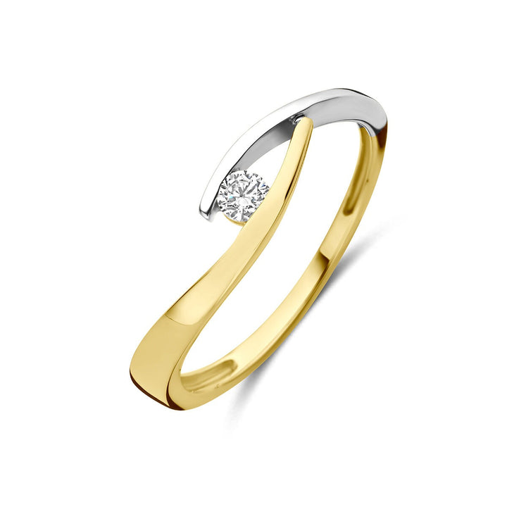 9k Bicolor gouden ring met zirkonia