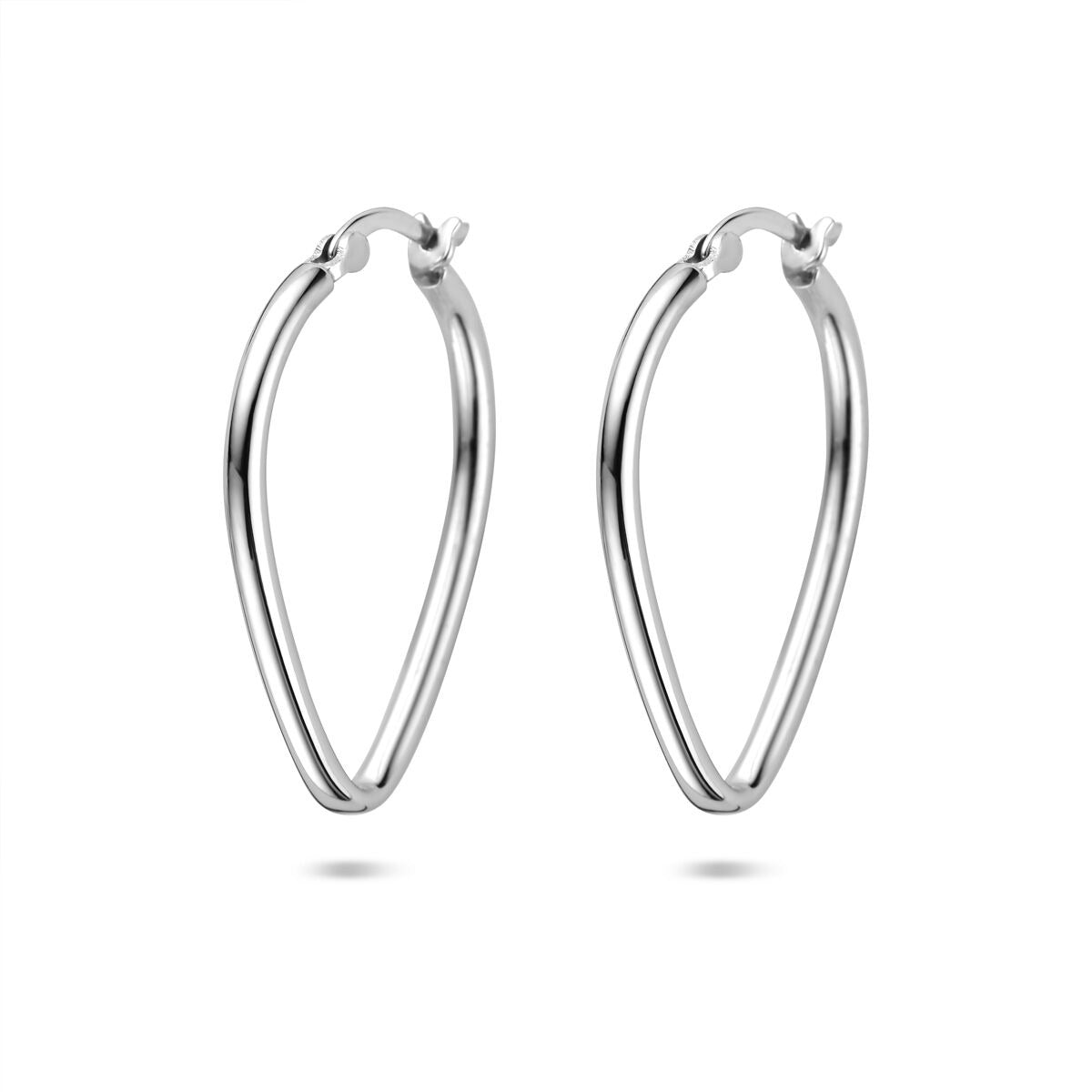 Boucles d'oreilles argentées rhodiées en forme de goutte, mesurant 25,5 mm.